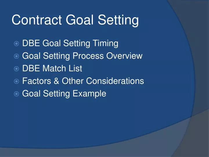 contract goal setting