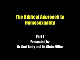 The Biblical Approach to Homosexuality