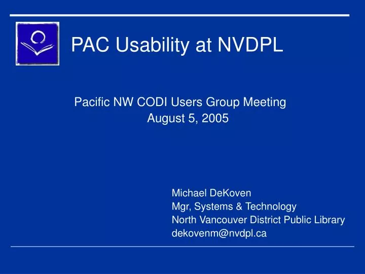 pac usability at nvdpl
