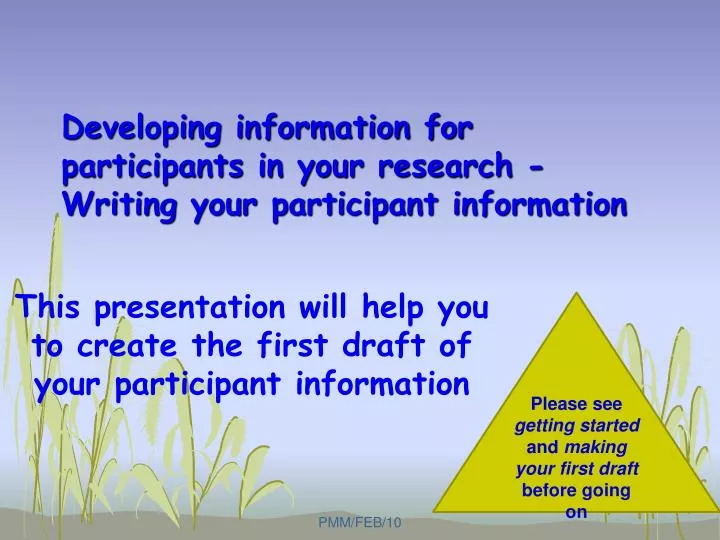 developing information for participants in your research writing your participant information