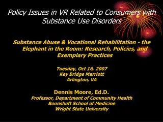 Policy Issues in VR Related to Consumers with Substance Use Disorders