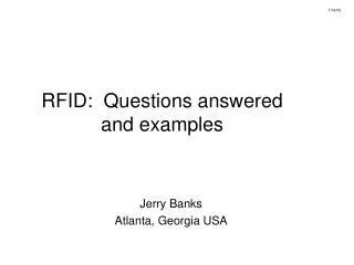 RFID: Questions answered and examples