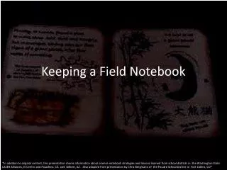 Keeping a Field Notebook