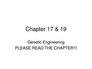 Chapter 17 &amp; 19