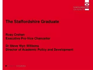 The Staffordshire Graduate Rosy Crehan Executive Pro-Vice Chancellor Dr Steve Wyn Williams Director of Academic Policy