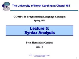 Lecture 5: Syntax Analysis