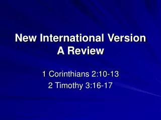 New International Version A Review