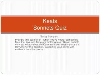 Keats Sonnets Quiz