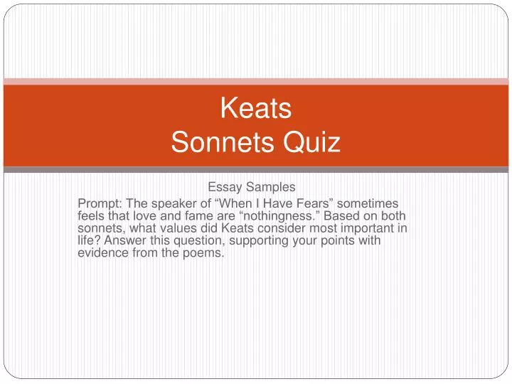 keats sonnets quiz