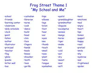 Frog Street Theme 1 “My School and Me”