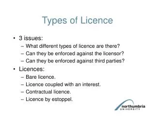 Types of Licence