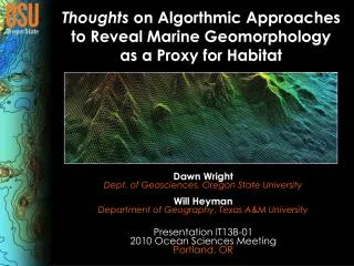 Thoughts on Algorthmic Approaches to Reveal Marine Geomorphology as a Proxy for Habitat