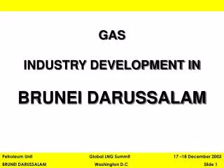 Petroleum Unit Global LNG Summit		 17 –18 December 2003