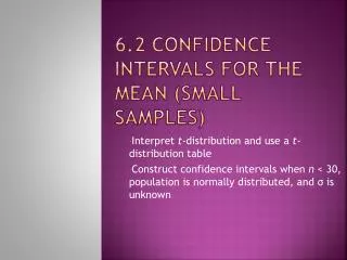 6 2 confidence intervals for the mean small samples