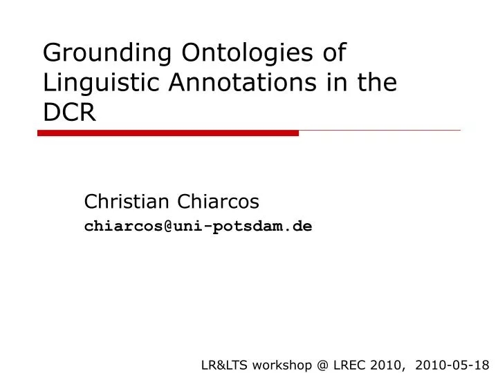 grounding ontologies of linguistic annotations in the dcr