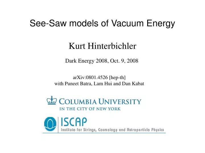 see saw models of vacuum energy