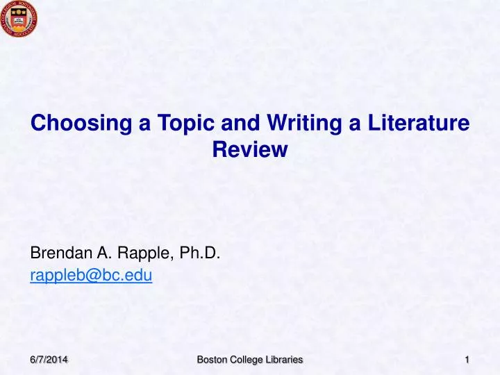 choosing a topic and writing a literature review