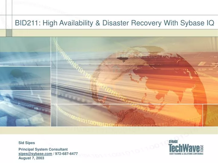 bid211 high availability disaster recovery with sybase iq
