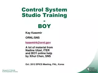 Control System Studio Training - BOY