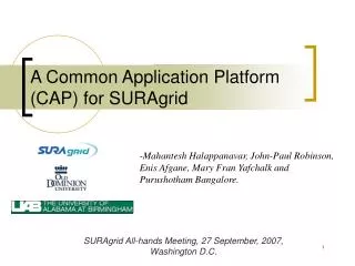 A Common Application Platform (CAP) for SURAgrid