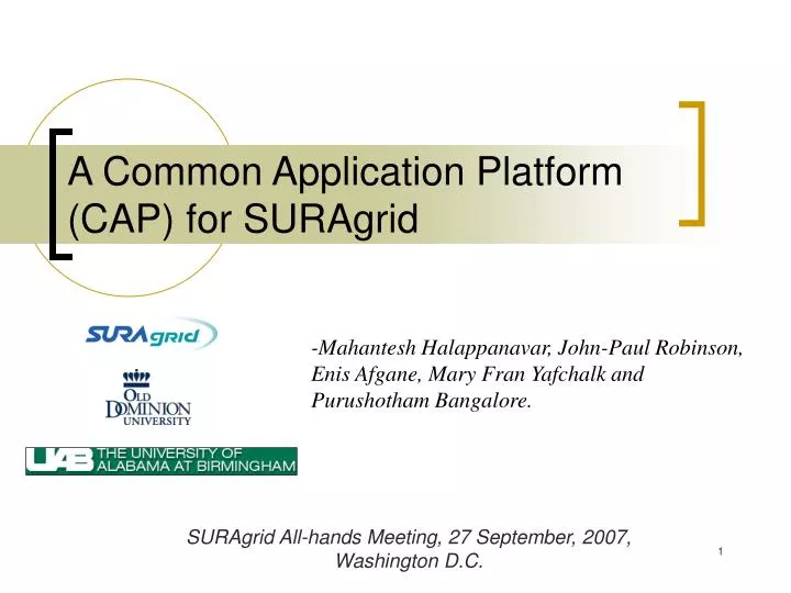 a common application platform cap for suragrid