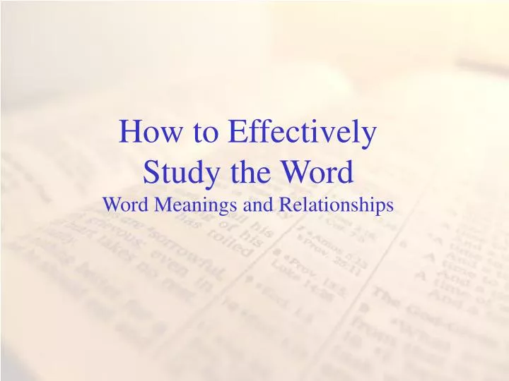 how to effectively study the word word meanings and relationships