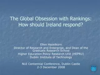 The Global Obsession with Rankings: How should Ireland respond?