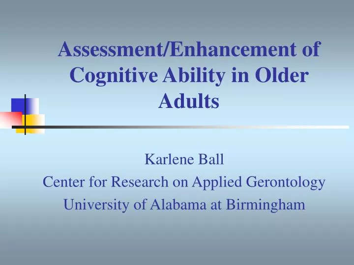 assessment enhancement of cognitive ability in older adults