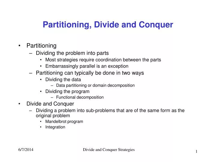 partitioning divide and conquer