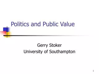 Politics and Public Value