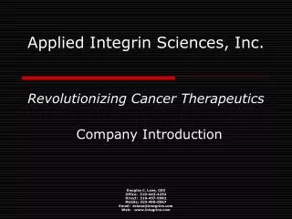 Applied Integrin Sciences, Inc. Revolutionizing Cancer Therapeutics