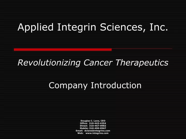 applied integrin sciences inc revolutionizing cancer therapeutics