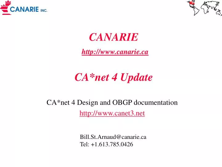 canarie http www canarie ca ca net 4 update