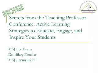 Secrets from the Teaching Professor Conference: Active Learning Strategies to Educate, Engage, and Inspire Your Students