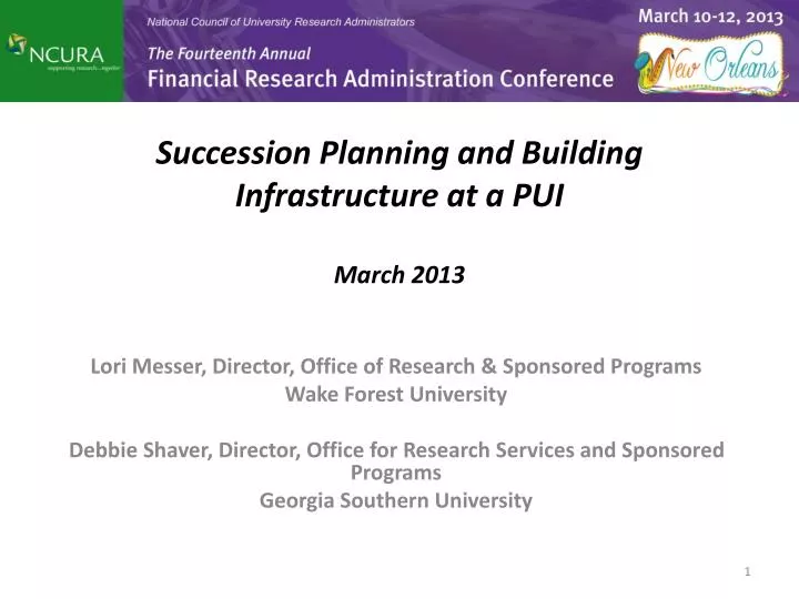 succession planning and building infrastructure at a pui march 2013
