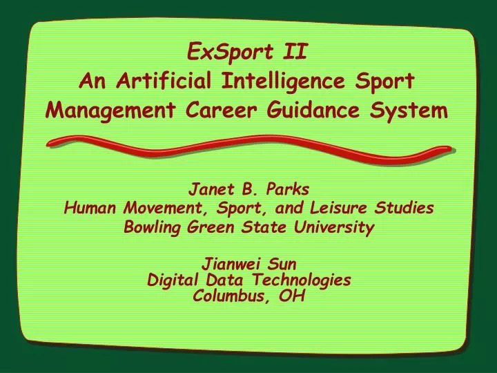 exsport ii an artificial intelligence sport management career guidance system