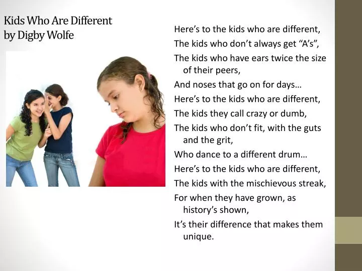 kids who are different by digby wolfe