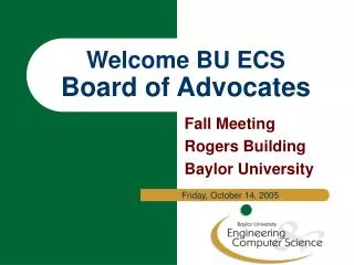 Welcome BU ECS Board of Advocates