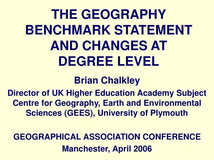 the geography benchmark statement and changes at degree level
