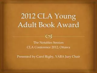 2012 CLA Young Adult Book Award