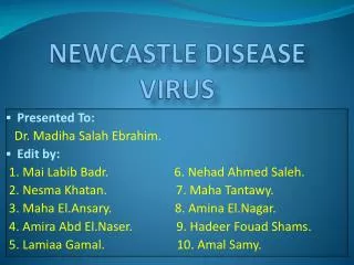 NEWCASTLE DISEASE VIRUS