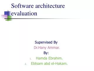 Software architecture evaluation