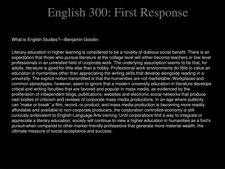 english 300 first response
