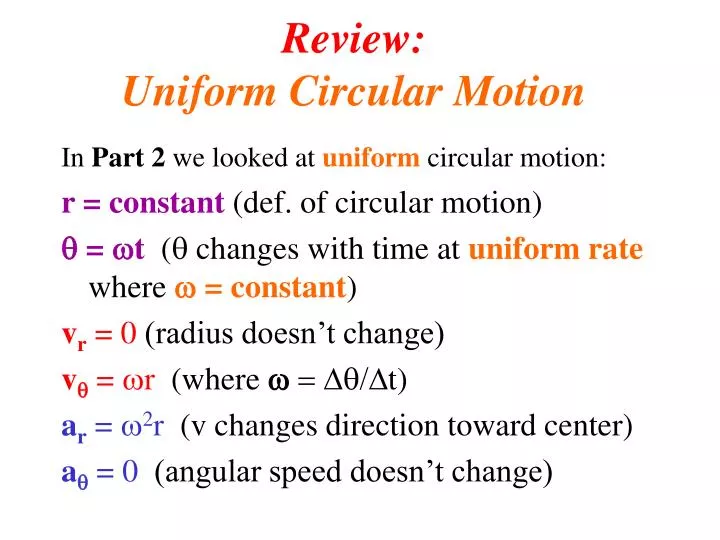review uniform circular motion