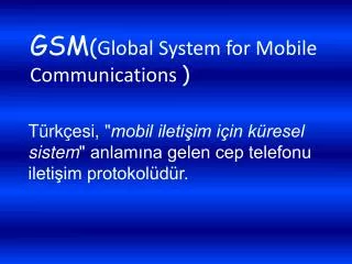 GSM ( Global System for Mobile Communications )
