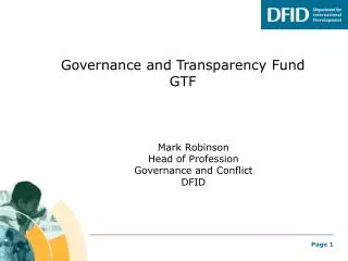 Governance and Transparency Fund GTF