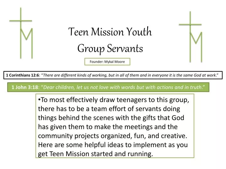 teen mission youth group servants