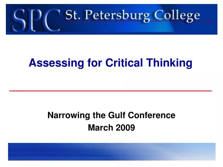 assessing for critical thinking