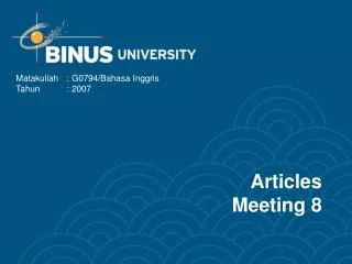 Articles Meeting 8