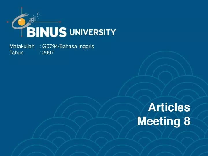 articles meeting 8